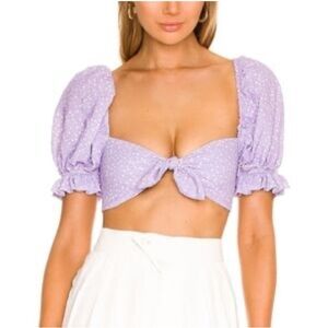 Brand New!! For Love And Lemons Lavender Polka Dot Crop